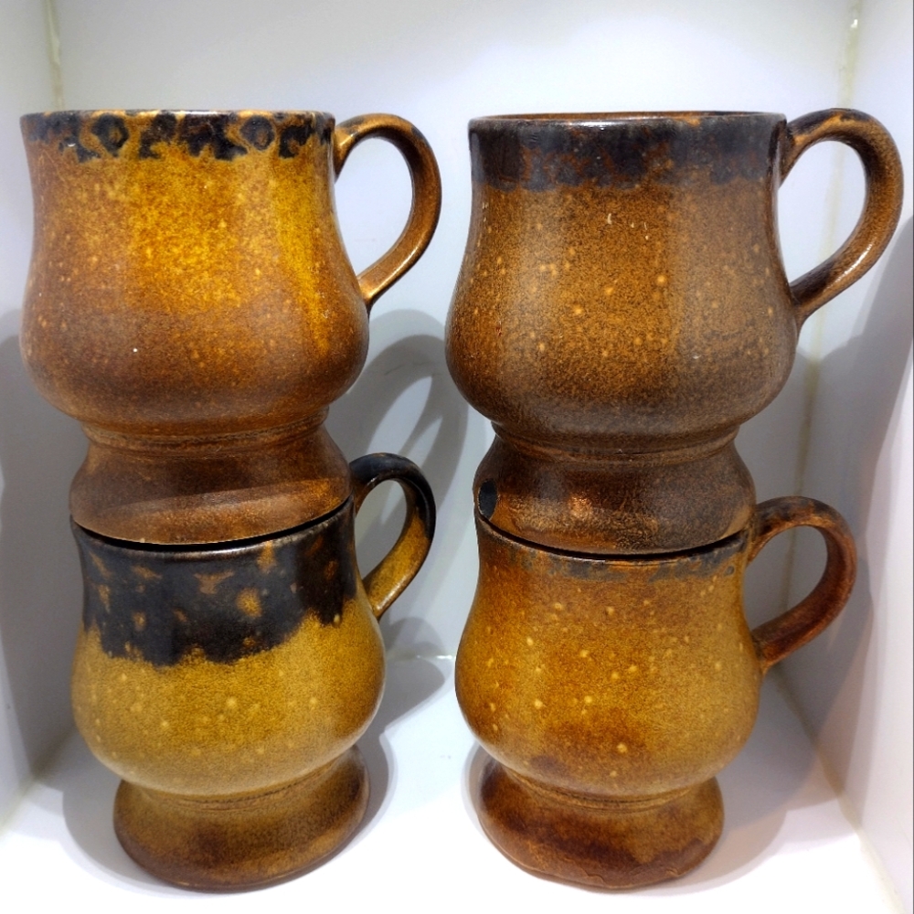 Vintage McCoy Rustic Stoneware Mugs Set Of 4